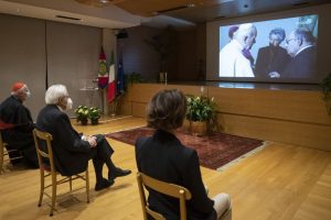 Il Presidente Sergio Mattarella partecipa alla proiezione di un filmato per la beatificazione del giudice Rosario Livatino
