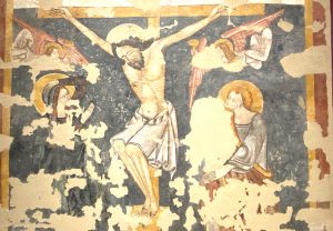MUDIA Affresco, della "Crocifissione", sec. XIV, riconducibile ad un pittore franco-catalano,  provenienza  Cappella San Bartolomeo, della Cattedrale di Agrigento